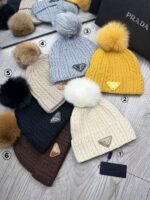 Prada plush ball knitted hat