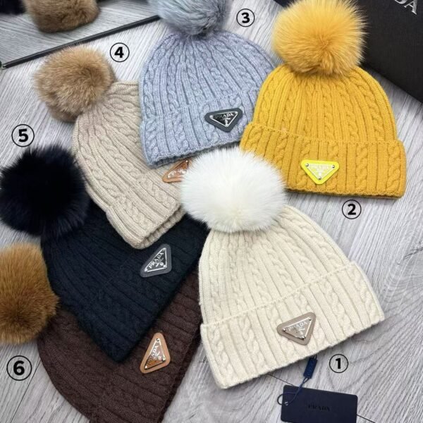 Prada plush ball knitted hat