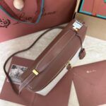 Loro Piana new counter wine red leather with canvas handbag crossbody ba Size: 27*1*10cm - Image 6