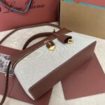 Loro Piana new counter wine red leather with canvas handbag crossbody ba Size: 27*1*10cm - Image 4
