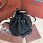 loro piana extra black imported cowhide drawstring backpack Size: 25*27*14cm - Image 4