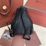 loro piana extra black imported cowhide drawstring backpack Size: 25*27*14cm - Image 2