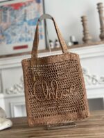 chloe spring and summer new SUMMER BANANA dopamine color brown pure handmade straw woven ba Size: 3