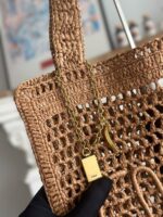 chloe spring and summer new SUMMER BANANA dopamine color brown pure handmade straw woven ba Size: 3 - Image 8