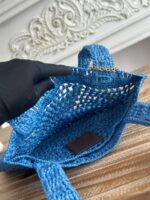 chloe spring and summer new SUMMER BANANA dopamine color blue pure handmade straw woven ba Size: 33 - Image 5