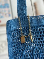 chloe spring and summer new SUMMER BANANA dopamine color blue pure handmade straw woven ba Size: 33 - Image 7