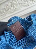 chloe spring and summer new SUMMER BANANA dopamine color blue pure handmade straw woven ba Size: 33 - Image 6