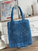 chloe spring and summer new SUMMER BANANA dopamine color blue pure handmade straw woven ba Size: 33 - Image 2