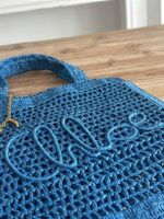 chloe spring and summer new SUMMER BANANA dopamine color blue pure handmade straw woven ba Size: 33 - Image 8