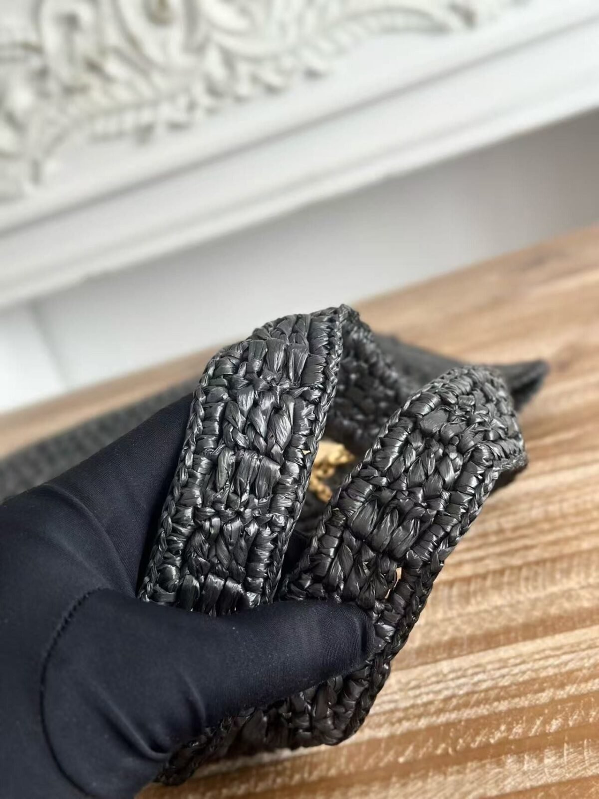 chloe spring and summer new SUMMER BANANA dopamine color black pure handmade straw woven ba Size: 3 - Image 9