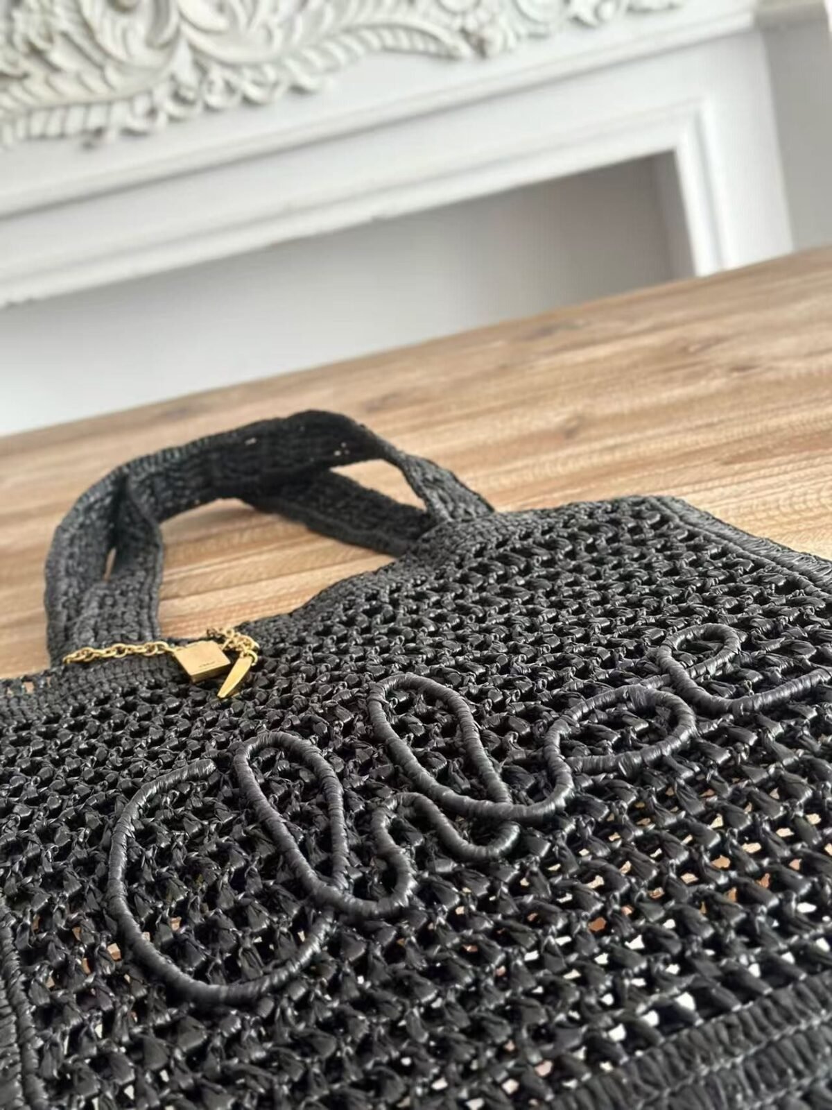 chloe spring and summer new SUMMER BANANA dopamine color black pure handmade straw woven ba Size: 3 - Image 7