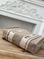 Chloe Woody linen pure cotton canvas and glossy small dough, pink casual bag Mediu Size: 37*26*12cm - Image 4