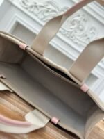 Chloe Woody linen pure cotton canvas and glossy small dough, pink casual bag Larg Size: 45*33*13cm - Image 8