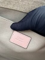 Chloe Woody linen pure cotton canvas and glossy small dough, pink casual bag Larg Size: 45*33*13cm - Image 9