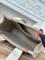 Chloe Woody linen pure cotton canvas and glossy small dough, orange casual bag Mediu Size: 37*26*12 - Image 8