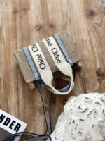 Chloe Woody linen pure cotton canvas and glossy small dough, blue casual bag mini: 20*14*6cm - Image 3