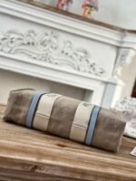 Chloe Woody linen pure cotton canvas and glossy small dough, blue casual bag Mediu Size: 37*26*12cm - Image 4