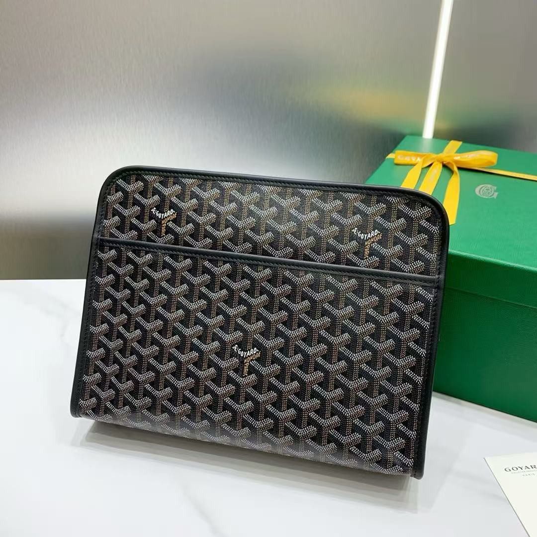 20250411055647174432220711747.jpg Goyard imported cowhide with canvas large toilet bag Size: 30*23*8cm - Image 1