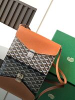 Goyard imported cowhide with canvas one-shoulder crossbody bag Size: 21*16*4cm