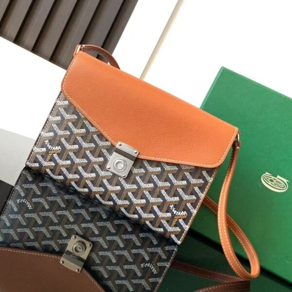 Goyard imported cowhide with canvas one-shoulder crossbody bag Size: 21*16*4cm