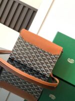 Goyard imported cowhide with canvas one-shoulder crossbody bag Size: 21*16*4cm - Image 2