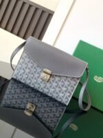 Goyard imported cowhide with canvas one-shoulder crossbody bag Size: 21*16*4cm