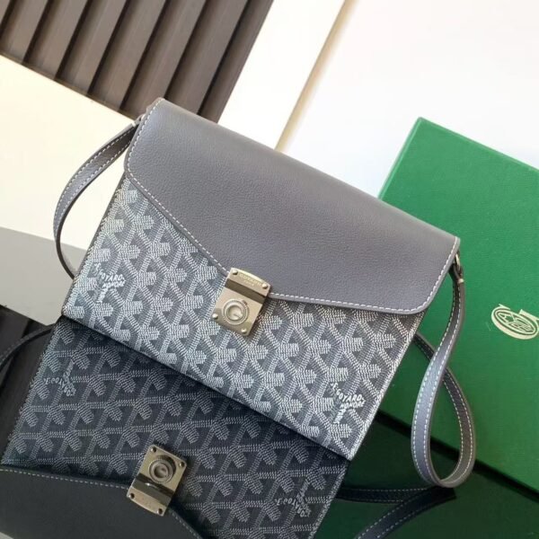 Goyard imported cowhide with canvas one-shoulder crossbody bag Size: 21*16*4cm