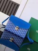 Goyard imported cowhide with canvas one-shoulder crossbody bag Size: 21*16*4cm