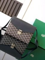 Goyard imported cowhide with canvas one-shoulder crossbody bag Size: 21*16*4cm