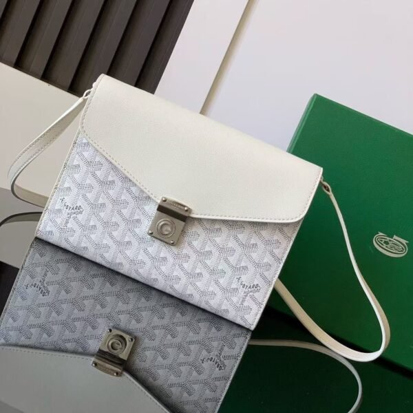 Goyard imported cowhide with canvas one-shoulder crossbody bag Size: 21*16*4cm