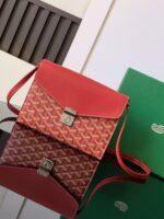 Goyard imported cowhide with canvas one-shoulder crossbody bag Size: 21*16*4cm
