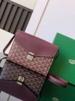 Goyard imported cowhide with canvas one-shoulder crossbody bag Size: 21*16*4cm
