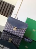 Goyard imported cowhide with canvas one-shoulder crossbody bag Size: 21*16*4cm