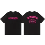 Balenciaga Pink Logo Print Cotton T-Shirt White/Black - Image 7