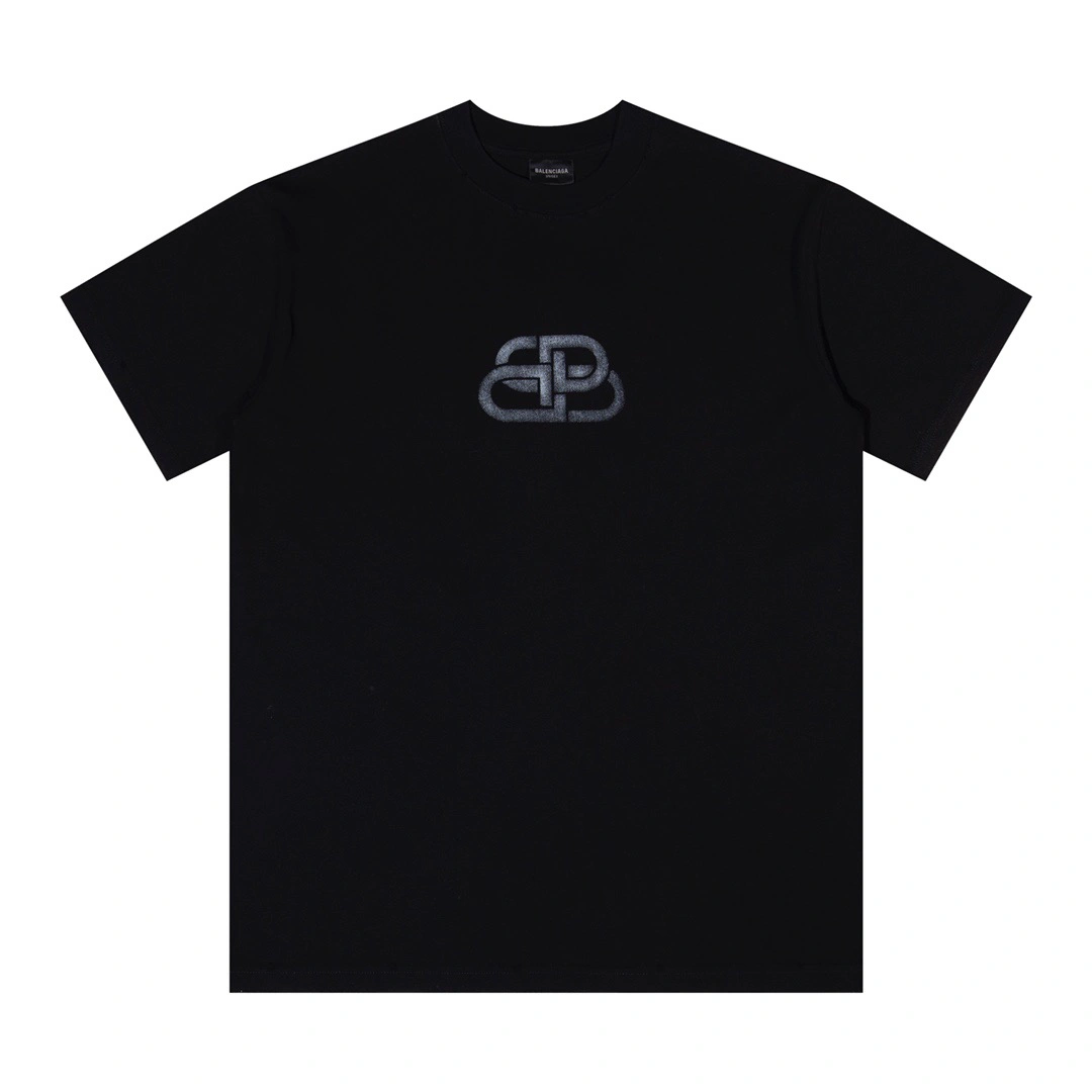 4FB98A77-58D7-4C7D-A1E5-3D39F5CEFE2F Balenciaga Black Logo Print Cotton T-Shirt - Image 1