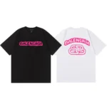 Balenciaga Pink Logo Print Cotton T-Shirt White/Black - Image 4