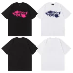 Balenciaga White/Black Logo Print Cotton T-Shirt