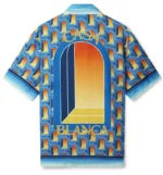 Casablanca L'Arche De Nuit Cuban Collar Silk Shirt Deep