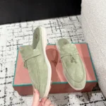 Loro Piana Olive Green Suede Nautical Charms Walk Babouche Loafers - Image 9