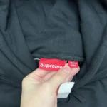 Supreme Satin Applique Hooded Sweatshirt Black - Image 5