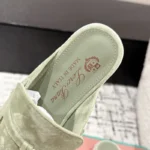 Loro Piana Olive Green Suede Nautical Charms Walk Babouche Loafers - Image 2