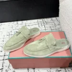 Loro Piana Olive Green Suede Nautical Charms Walk Babouche Loafers - Image 8