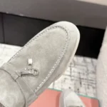 Loro Piana Grey Suede Nautical Charms Walk Babouche Loafers - Image 10