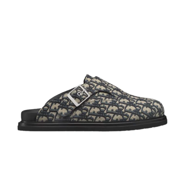 D*or Aqua Mule Beige Black Dior Oblique Jacquard Sandals & Slippers