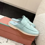 Loro Piana Light Blue Suede Nautical Charms Walk Babouche Loafers - Image 9