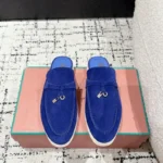 Loro Piana Blue Suede Nautical Charms Walk Babouche Loafers - Image 8