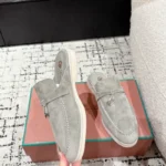 Loro Piana Grey Suede Nautical Charms Walk Babouche Loafers - Image 6
