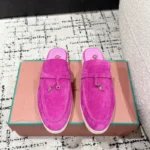 Loro Piana Rose red Suede Nautical Charms Walk Babouche Loafers - Image 9