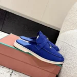 Loro Piana Blue Suede Nautical Charms Walk Babouche Loafers - Image 7