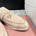 Loro Piana Pink Suede Nautical Charms Walk Babouche Loafers - Image 6